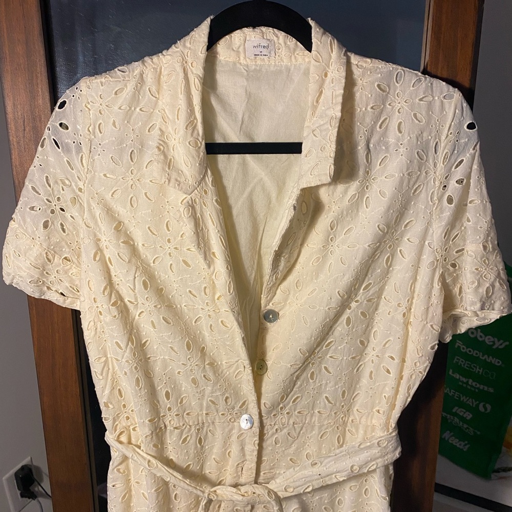 Wilfred cream midi dress